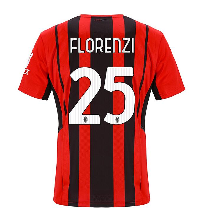 2021/22 AC Milan Home Kit Soccer Jersey with FLORENZI 25 printing